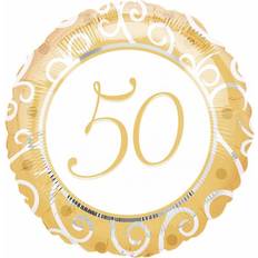 Amscan Foil Ballon Standard 50th Anniversary White/Gold