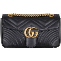 Gucci Solid Colours Crossbody Bags Gucci GG Marmont Small Matelassé Shoulder Bag - Black