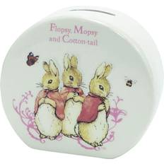 White Piggy Banks Kid's Room Beatrix Potter Flopsy Mopsy & Cotton Tail Money Bank