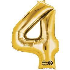 Birthdays Number Balloons Amscan Foil Balloon SuperShape Number 4 Gold