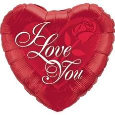 Red Text & Theme Balloons Qualatex Foil Ballon I Love You Rose Red