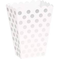 Polka Dots Popcorn Box Unique Party Popcorn Box Silver/White 8-pack