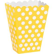 Polka Dots Popcorn Box Unique Party Popcorn Box Yellow/White 8-pack