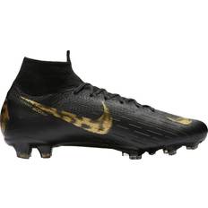 Gold - Men Football Shoes Nike Superfly 6 Elite FG M - Black/Metallic Vivid Gold