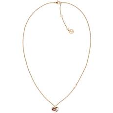 Tommy Hilfiger Striped Heart Necklace - Rose Gold