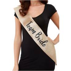Bridal Shower Photo Props, Party Hats & Sashes Smiffys Sash Deluxe Team Bride Gold/Black