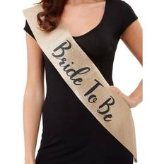 Bridal Shower Photo Props, Party Hats & Sashes Smiffys Sash Deluxe Bride to Be Gold