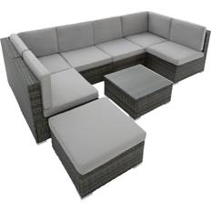 Grey Outdoor Lounge Sets Garden & Outdoor Furniture tectake Venice Outdoor Lounge Set, 1 Table incl. 6 Sofas