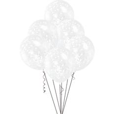 Unique Party Confetti Clear Balloons White 6-pack