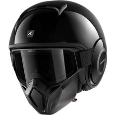 Open Faces Motorcycle Helmets Shark Street, Black Adult, Unisex