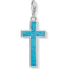 Thomas Sabo Cross Charm Pendant - Silver/Turquoise