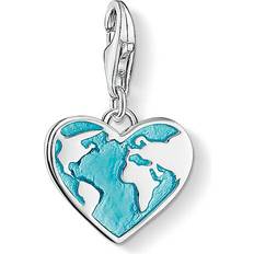 Thomas Sabo Heart Globe Charm Pendant - Silver/Turquoise