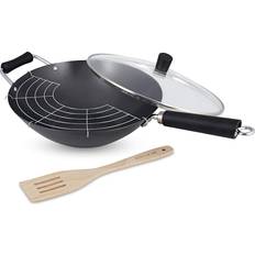 Cast Iron Hob Wok Pans Ken Hom Excellence with lid 31 cm