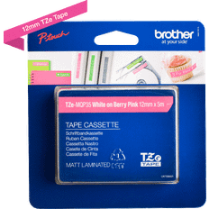 Brother P-Touch Labelling Tape White on Berry Pink