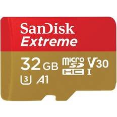 32 GB - microSDHC Memory Cards SanDisk Extreme MicroSDHC Class 10 UHS-I U3 V30 A1 100/60MB/s 32GB +Adapter (2-pack)