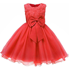 Evening Dress with Bow & Flowers - Red (2830-34072)