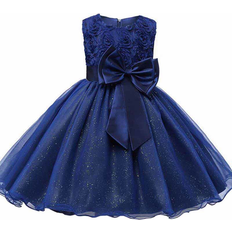 Evening Dress with Bow & Flowers - Blue (2827-34052)