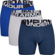 Blue - Men Underwear Under Armour Charged Cotton 6" Boxerjock 3-pack - Royal/Academy/Mod Gray Medium Heather