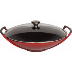 Le Creuset Cast Iron Wok Pans Le Creuset Cerise Cast Iron with lid 32 cm