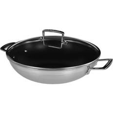 Le Creuset Stainless Steel Wok Pans Le Creuset 3 Ply Stainless Steel Non Stick with lid 30 cm