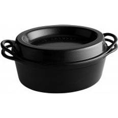 Le Creuset Black Doufeu Cast Iron Oval Roaster with lid 6.9 L