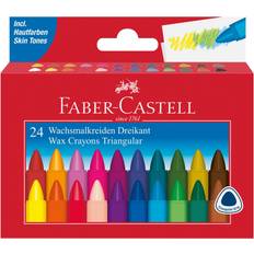 Faber-Castell Wax Crayon Triangular Cardboard Wallet of 24