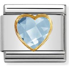 Nomination Composable Classic Multifaceted Heart Link Charm - Silver/Gold/Light Blue