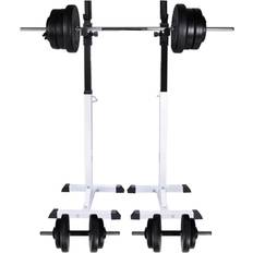 Exercise Benches vidaXL Squat Stand with Barbell & Dumbbells Set 60.5kg