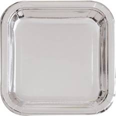 Unique Party Paper Plates Square Silver 8-pack