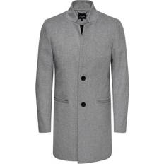 Men - Wool Coats Only & Sons Wool Blend Trenchcoat - Grey/Light Grey Melange