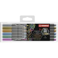 Water Based Textile Pen Stabilo Pen 68 Metallic Wallet 6-pack