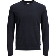 Slim Jumpers Jack & Jones Classic Knitted Sweater - Grey/Navy Blazer