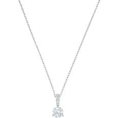 Swarovski Solitaire Pendant Necklace - Silver/White