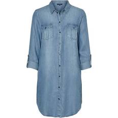 Vero Moda Shirt Midi Dress - Blue/Light Blue Denim