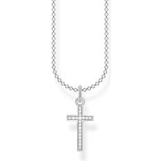 Thomas Sabo Cross Pavé Necklace - Silver/White