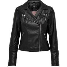 Only Short Dresses - Women Clothing Only Gemma Biker Faux Leather Jacket - Black