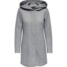 Grey - Women Coats Only Classic Coat - Grey/Light Grey Melange