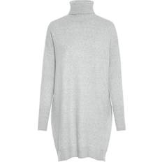 Vero Moda Rollneck Knitted Dress - Grey/Light Grey Melange