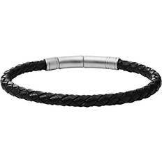 Fossil Leather Bracelet - Black/Silver