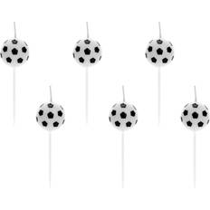 PartyDeco Decor Birthday Candles Soccer Balls White/Black 6-pack