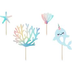 PartyDeco Decor Toppers Narwhal Multicolor 4-pack