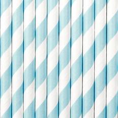 Birthdays Straws PartyDeco Straws Sky Blue/White 10-pack