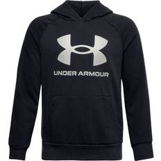 Fleece Tops Under Armour Boy's UA Rival Fleece Big Logo Hoodie - Black (1357585-001)