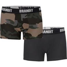 Beige Men's Underwear Brandit Boxershorts Logo 2er Pack - Dark Camo/Black