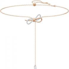 Rose Gold Necklaces Swarovski Lifelong Bow Y Necklace - Rose Gold/Silver/White