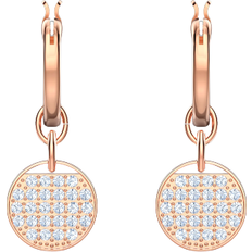 Swarovski Ginger Mini Hoop Pierced Earrings - Rose Gold/White