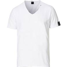 Replay Men - White Clothing Replay Raw Cut V-Neck Cotton T-shirt - White