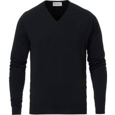 John Smedley Bobby Extra Fine Merino V-Neck Pullover - Black