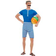 Smiffys 20's Bathing Suit Costume Blue & White