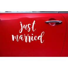 PartyDeco Decor Wedding Day Car Sticker Just Married White